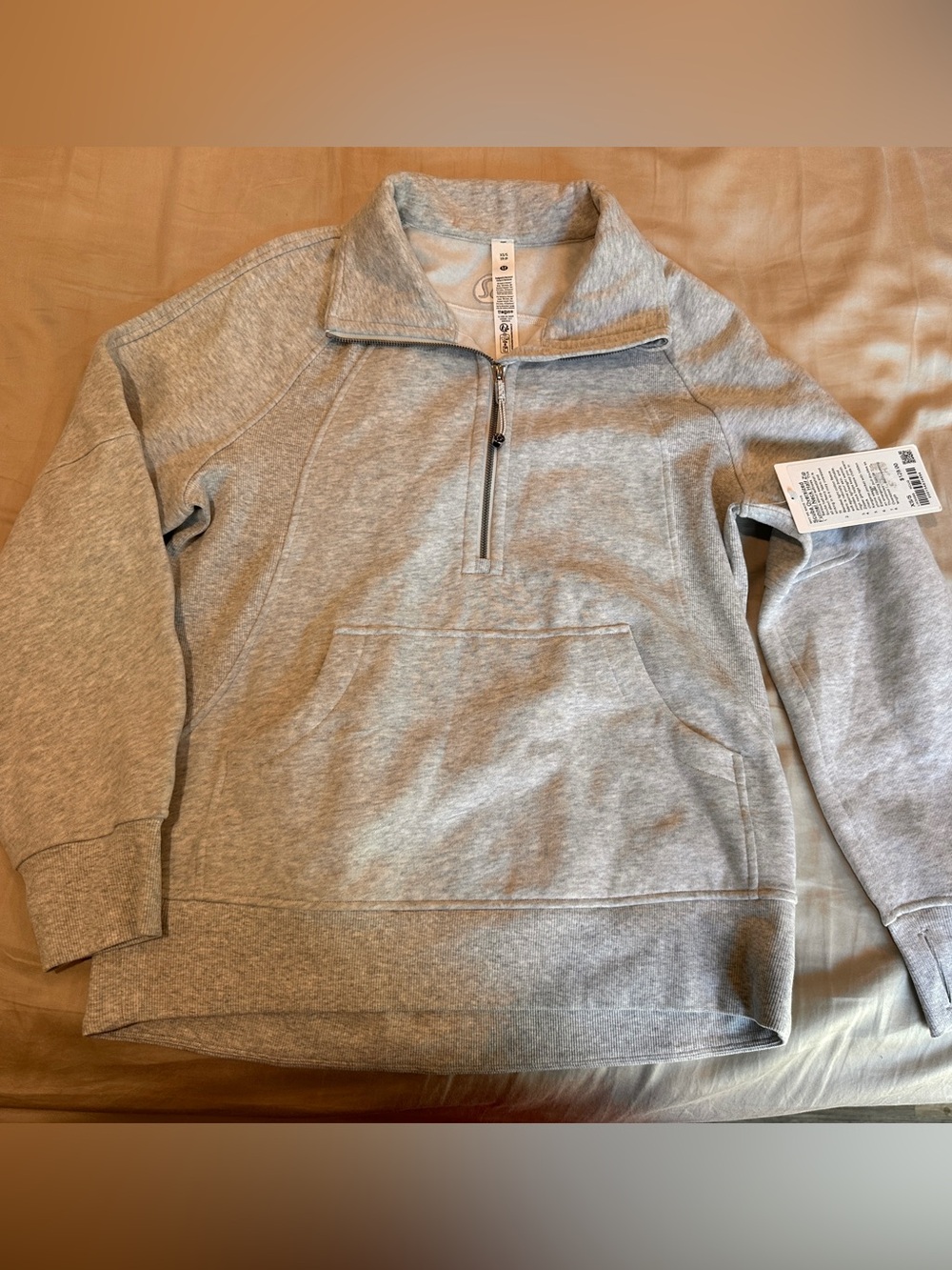 NWT lululemon scuba oversized Half zip Light Gray funnel neck XS/S
